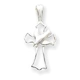 Sterling Silver Cross with Dove Pendant with 20 Inch Sterling Silver Chain
