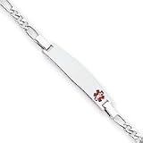 Sterling Silver Non-enameled Medical ID Figaro Link Bracelet