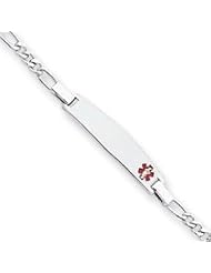 Sterling Silver Non-enameled Medical ID Figaro Link Bracelet