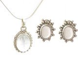 Earring and Pendant Sterling Silver Crystal Gemstone Jewelry (Pr327)