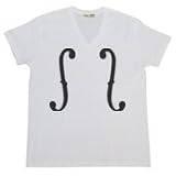 POP Tシャツ エレクトリック・ギターによく見られるサウンドホールをダイナミックにプリント VネックTシャツ F hall