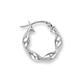 Image of Jewelco London 9ct White Gold Polished candy Twist hoop earrings ( 0.9g )