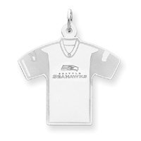 Sterling Silver Seattle Seahawks Large Jersey Logo Charm - JewelryWeb