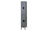 Steel Locker Double Tier 12x12x30 With Legs 2 Doors Assembled Gray