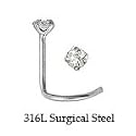 316L Surgical Steel Nose Screw Ring 1.5mm Clear CZ 20G FREE Nose Ring Backing