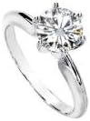 Created Moissanite Solitaire Engagement Ring 14K White Gold 6.5Mm