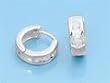 Sterling Silver CZ Huggie Earrings - Size: 13mm x 5mm