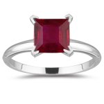 0.40 Cts Ruby Solitaire Ring in 14K White Gold