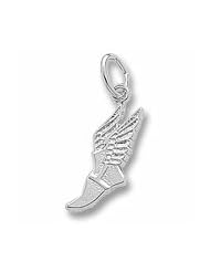 Rembrandt Charms, Winged Shoe Charm in Solid Sterling Silver or Gold, Engravable