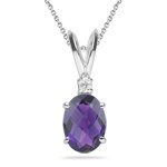 0.02 Cts Diamond & 0.60 Cts Amethyst Pendant in 18K White Gold