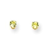 14k 3mm Round AuguSt/Peridot Post Earrings