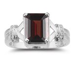 0.01 Cts Diamond & 2.50 Cts Garnet Ring in 14K White Gold
