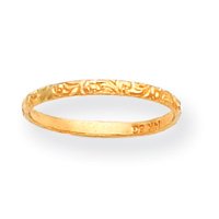 14k Etched Band Childrens Ring - Size 3