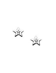 Children Jewelry - Sterling Silver Diamond Star Earrings