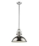 IMAGE OF Landmark Lighting 66118-1 Chadwick 1 Light Ceiling Pendant in Polished Nickel with Tempered Glass Diffuser glass