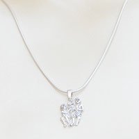 Gemini Zodiac Pendant Chain Sterling Silver Jewelry Size 1.25 inches