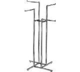 ExecuSystems 4-Way Garment Rack, with 4 Straight Arms - Square Tubing - Chrome
