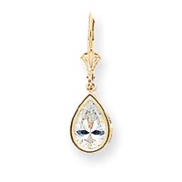 14k 10x7mm Pear Cubic Zirconia Leverback Earrings