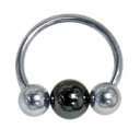 Genuine Hematite Gemstone Horseshoe Circular Barbell - 14 Gauge - Each Sold Separately