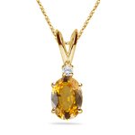 0.02 Cts Diamond & 0.50 Cts Yellow Sapphire Pendant 