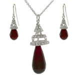 Necklace Earring Set Silver Swarovski Crystals Black Swirl Design Bucasi SALE