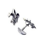 FLEUR DE LIS C NEW ORLEANS SILVER SAINTS POLISHED PLATINUM - RHODIUM GIFT CUFF LINKS (1 PAIR) - from Hibiscus Express