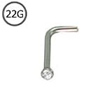 316L Surgical Steel L Bend Nose Stud Ring Micro 1.5mm Bezel Set Gem 22G FREE Nose Ring Backing