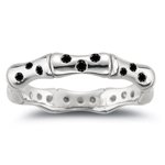 0.31 Cts Black Diamond Bamboo Ring in 14K White Gold