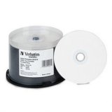 DVD R Recordable Discs on Spindle, Ink Jet Printable, 4.7 GB, White, 50/Pack (VER95079)