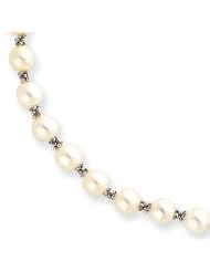 14k White Gold White Pearl w/2" Extension Necklace - XF139-16"