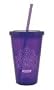 Purple Henna Double Wall Spirit 16oz Reusable Travel Tumbler Cup with Straw-BPA FREE