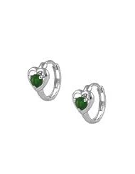 Baby 14K White Gold Heart May Birthstone Huggie Hoop Earrings