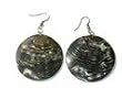 Twin Palm Blacklip Mother of Pearl Round Dark Shell Earrings P12-B