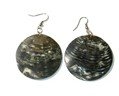 Twin Palm Blacklip Mother of Pearl Round Dark Shell Earrings P12-B