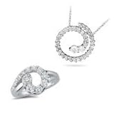 1.34 Ct Diamonds Jewelry Set in 14K White Gold
