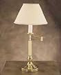 Ledu L561BR Lacquered, Solid Brass Swivel Arm Lamp, Mushroom Shade, 20 High