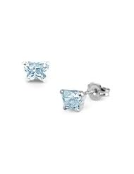 Children 14K White Gold Aquamarine C.Z. Butterfly Stud Earrings