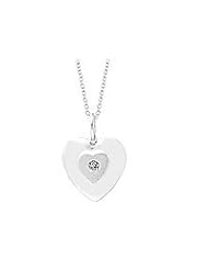 Young Girls Sterling Silver Diamond Heart Pendant Necklace (14 to 16 inches)