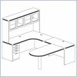 Mayline Aberdeen Peninsula Return, Hutch with Glass Doors, Extended Corner, Return, and File Pedestal
