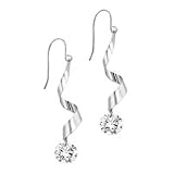 14kt. White Gold, Dangle Earrings with Cubic Zirconia