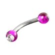 UV Eyebrow with Dark Pink Ball/Clear Stone - Sold as a Pair