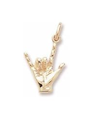 Rembrandt Charms, I Love You Hand Sign Charm in Solid Sterling Silver or Gold