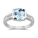 Aquamarine Ring - Aquamarine & Diamond Ring in 14K White Gold-8.0
