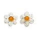 White/Yellow Enamel Flower Earrings