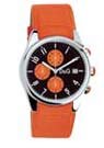 New Dolce & Gabbana D&G Sandpiper Gents Orange Chronograph Watch 3719770107, Black Date Dial, Round Steel Case & Leather Strap
