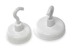Industrial Grade 3DXY6 Magnetic Hook, White, 9 Lb, 1 In Dia