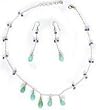 Sterling Silver Jewelry Sets Earring & Necklace with Aquamarin Gemstones (gnklcs290)