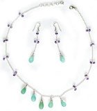 India Jewelry Earring & Necklace Sets Sterling Silver & Aquamarin Gemstones