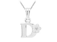 Cheap Girls Jewelry Sterling Silver Diamond Initial D Pendant Girls Necklace (14-16 in) For Sale Cheap Girls Jewelry Sterling Silver Diamond Initial D Pendant Girls Necklace (14-16 in) For Sale