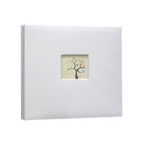 Kleer-Vu Fabric Scrapbook, PostBound with Window, Size: 12 x 12 with 10 Seamless, Top Loading Plastic Pages with Heavy White Paper Inserts, Color: White.